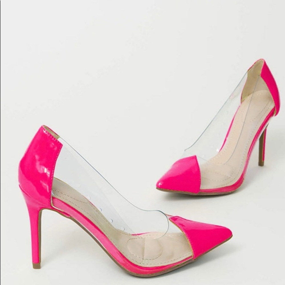 NEW Neon Pink Transparent Pumps